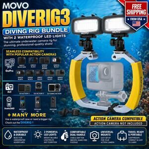 Movo XL Underwater Scuba Diving Rig Bundle w/ 2 Waterproof LED Lights for GoPro
